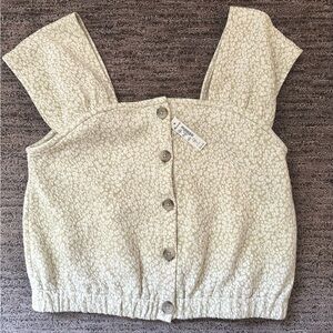 Madewell Cream Textured Button-Up Blouse